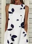 Women's Sleeveless Summer White Floral Printing Crew Neck Daily Going Out Casual Maxi H-Line Fit & Flare Dress Dress