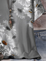 Women's Short Sleeve T-shirt Summer Gray Floral Printing Crew Neck Daily Going Out Casual Top