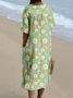 Cotton-Blend Loose Vintage Butterfly Dress With No