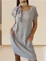 Retro Casual Double Pocket Short Sleeve Dress