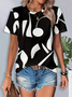 Women's Abstract Print Casual Round Neck Short Sleeve T-Shirt