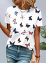 Women's Butterfly Print Casual Round Neck Short Sleeve T-Shirt