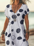 Women's Polka Dot Printed Casual V-Neck Short Sleeve Dress