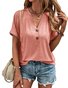 Women's Short Sleeve T-shirt Summer Blue Plain Cotton V Neck Daily Going Out Casual Top