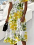 Leaf Casual V Neck Dress With No