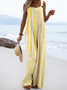 Striped Boho Linen Blend Jumpsuit