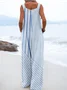 Striped Boho Linen Blend Jumpsuit