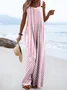 Striped Boho Linen Blend Jumpsuit