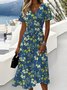 Casual V Neck Regular Fit Floral Dress With No