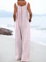 Striped Boho Linen Blend Jumpsuit