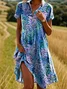Cotton Floral Regular Fit Casual Dress With No