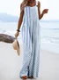 Striped Boho Linen Blend Jumpsuit