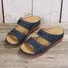 New large size slippers, retro stitching, non-slip round toe wedge heel, comfortable flat sandals for women