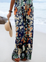 Others Botanical Pattern Casual Linen Blend Jumpsuit
