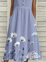 Buckle Gradient Pattern Notched Casual Dress With No