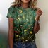 Crew Neck Casual Painting Cotton T-Shirt