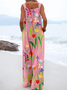 Casual Linen Blend Others Floral Jumpsuit