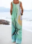 Vintage Loose Linen Blend Gradient Pattern Jumpsuit