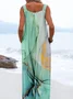 Vintage Loose Linen Blend Gradient Pattern Jumpsuit