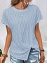 Women's Short Sleeve T-Shirt Spring/Autumn White Solid Round Neck Bat Sleeve Daily Outing Casual Tops