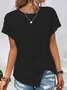 Women's Short Sleeve T-Shirt Spring/Autumn White Solid Round Neck Bat Sleeve Daily Outing Casual Tops