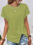 Women's Short Sleeve T-Shirt Spring/Autumn White Solid Round Neck Bat Sleeve Daily Outing Casual Tops