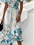 Casual Gradient Pattern Regular Fit V Neck Dress With No