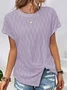 Women's Short Sleeve T-Shirt Spring/Autumn White Solid Round Neck Bat Sleeve Daily Outing Casual Tops