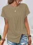 Women's Short Sleeve T-Shirt Spring/Autumn White Solid Round Neck Bat Sleeve Daily Outing Casual Tops