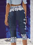 Regular Fit Casual Faux Denim Print Graphic Pants