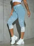Regular Fit Casual Faux Denim Print Graphic Pants