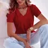 Women's Short Sleeve T-shirt Summer Black Plain V Neck Daily Going Out Casual Top