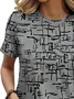 Women's Abstract Print Casual Round Neck Short Sleeve T-Shirt