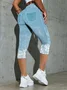 Regular Fit Casual Faux Denim Print Graphic Pants