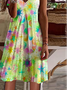 Casual V-Neck Printed Short-Sleeved Dress