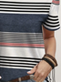 Women's Striped Printed Casual Round Neck Short Sleeve T-Shirt