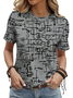 Women's Abstract Print Casual Round Neck Short Sleeve T-Shirt