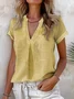 Casual Plain V Neck Blouse