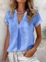 Casual Plain V Neck Blouse