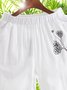 White Pockets Shift Casual Elastic Waist Pants