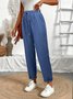 Faux Denim Print Graphic Casual Pants