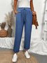 Faux Denim Print Graphic Casual Pants