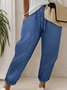 Faux Denim Print Graphic Casual Pants