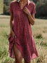 Women's Polka Dot Print Lapel Short Sleeve Dress