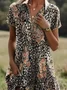 Women's Floral Print Lapel Short Sleeve Dress