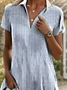Women's Striped Print Lapel Short Sleeve Dress