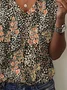 Women's Floral Print Casual V-Neck Short Sleeve T-Shirt