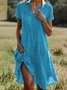 Women's Polka Dot Print Lapel Short Sleeve Dress
