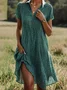 Women's Polka Dot Print Lapel Short Sleeve Dress