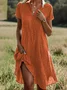 Women's Polka Dot Print Lapel Short Sleeve Dress